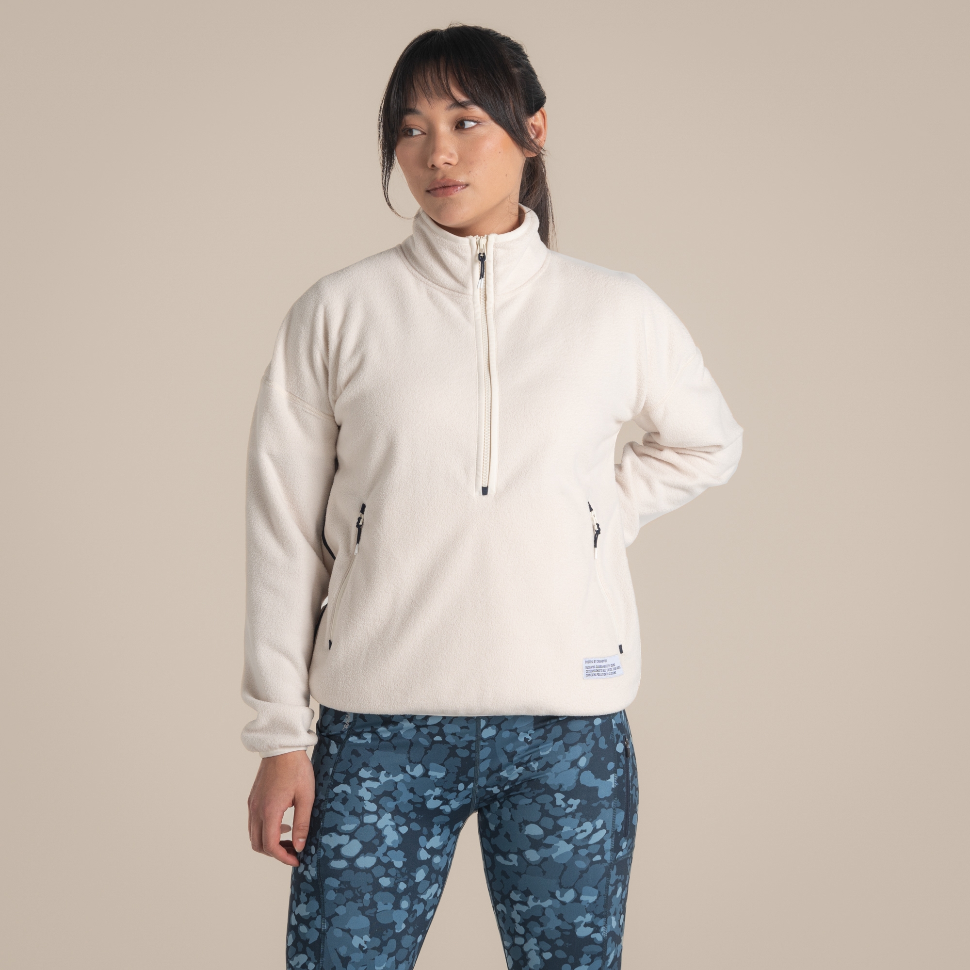 Craghoppers Women's CO2 Renu Half Zip Fleece Ecru