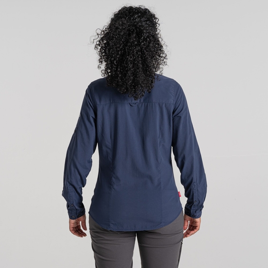Women's Nosilife Bardo Long Sleeved Shirt Blue Navy