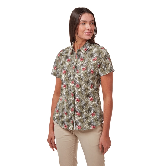 Women's NosiLife Vanna Short Sleeved Shirt Soft Moss Print