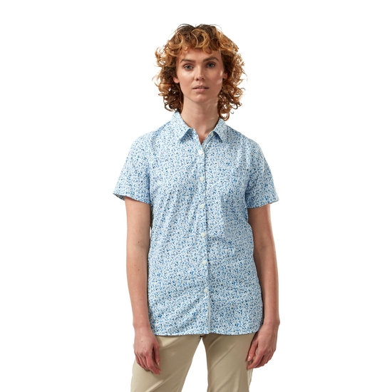 NosiLife Tayma Short Sleeved Shirt Mediterranean Blue Print