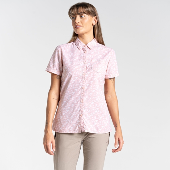 Women's Nosilife Tillia Short Sleeved Shirt Pink Clay Print