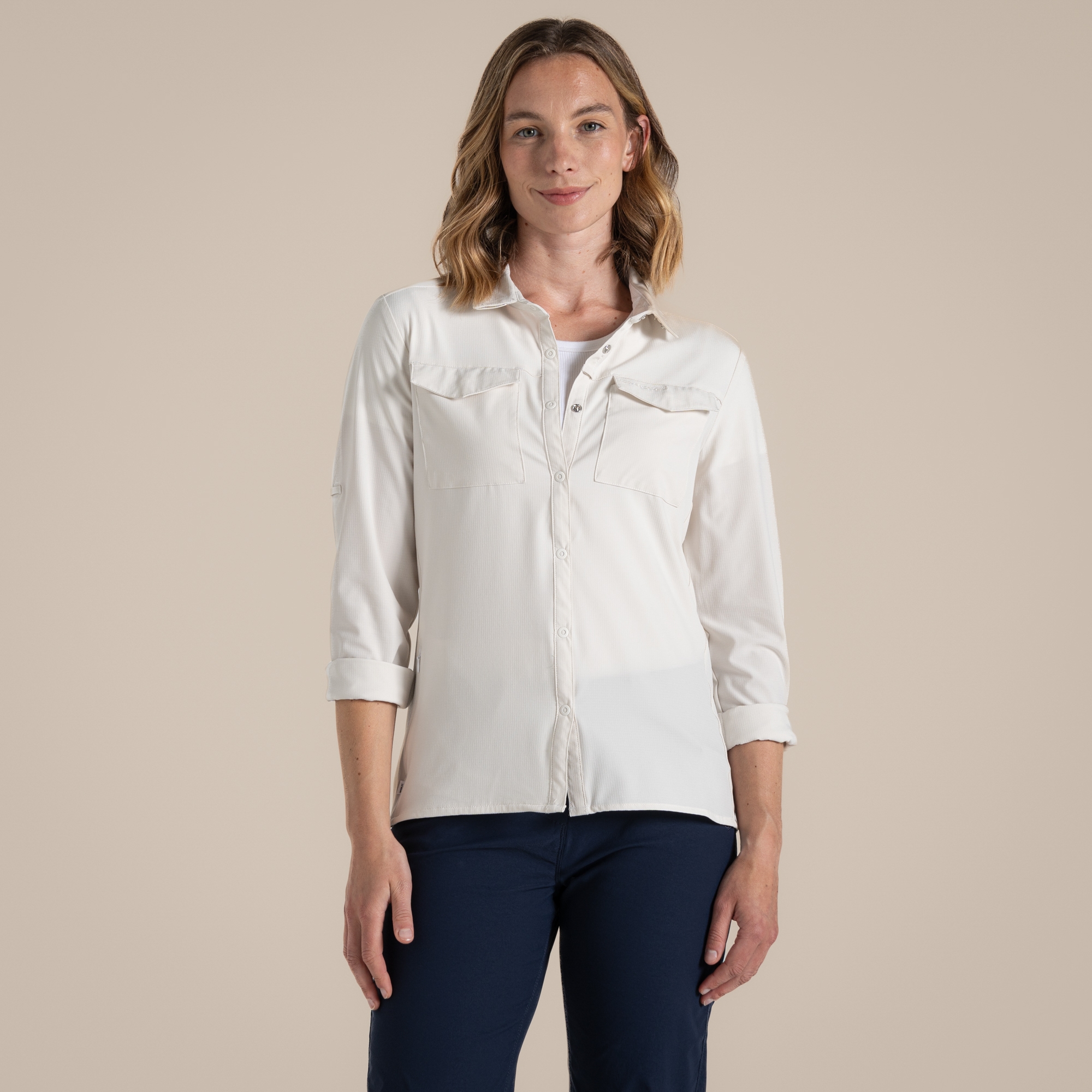 Craghoppers Women's White Nosilife Pro Long Sleeved Shirt Iii Size: 18