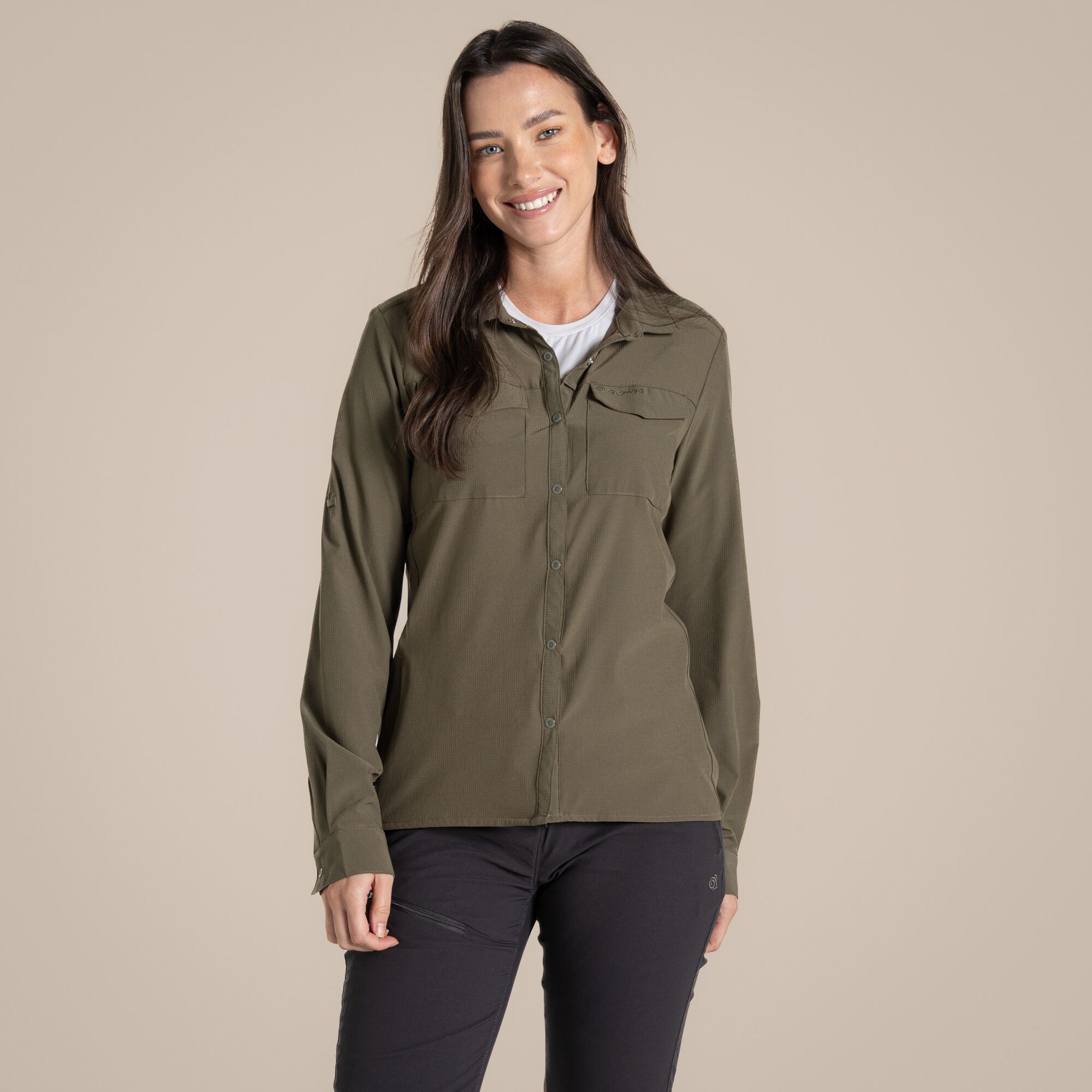 Craghoppers Damen NosiLife Pro Langarmshirt Iii Grün, Größe, 34