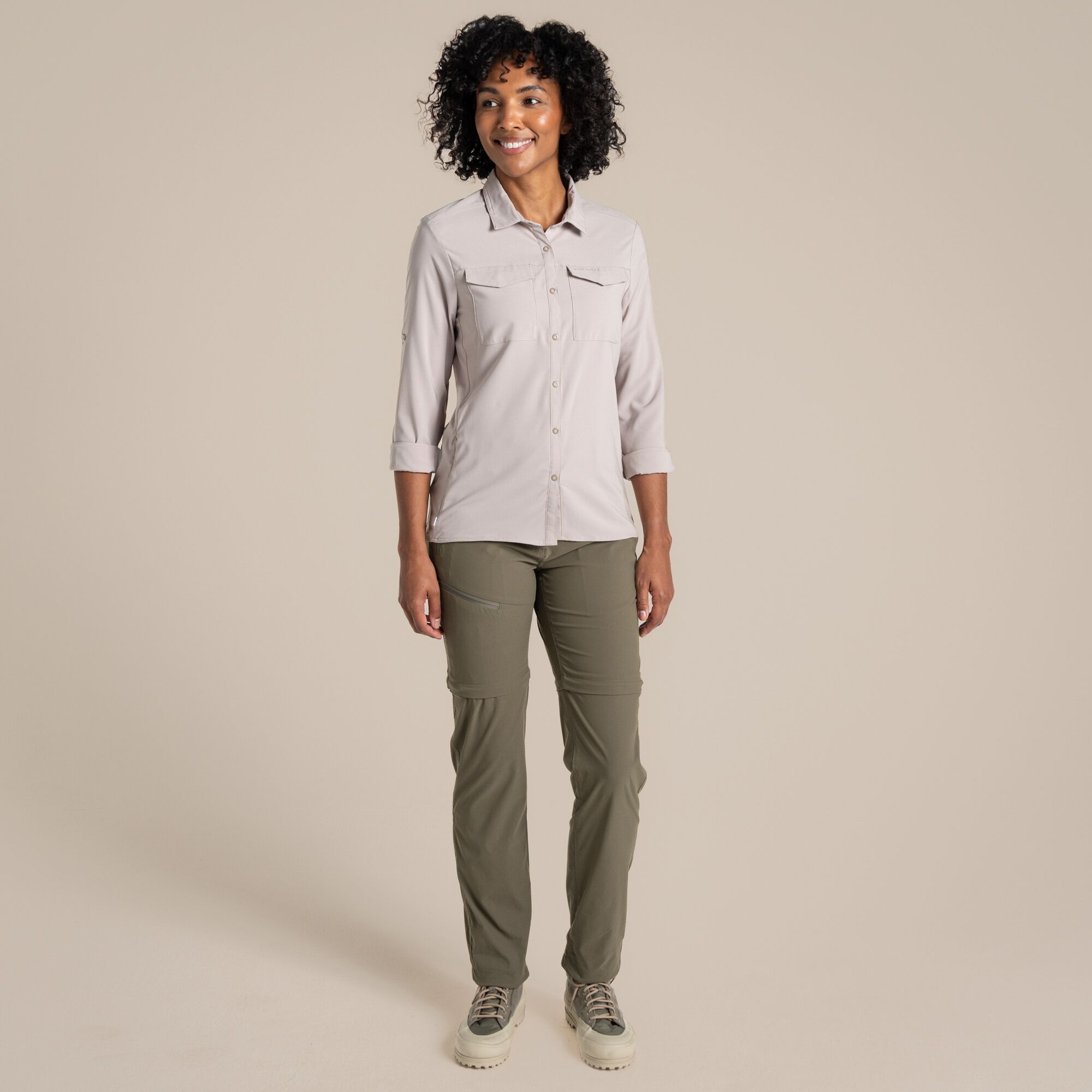 Craghoppers Women's Beige Nosilife Pro Long Sleeved Shirt Iii Size: 10