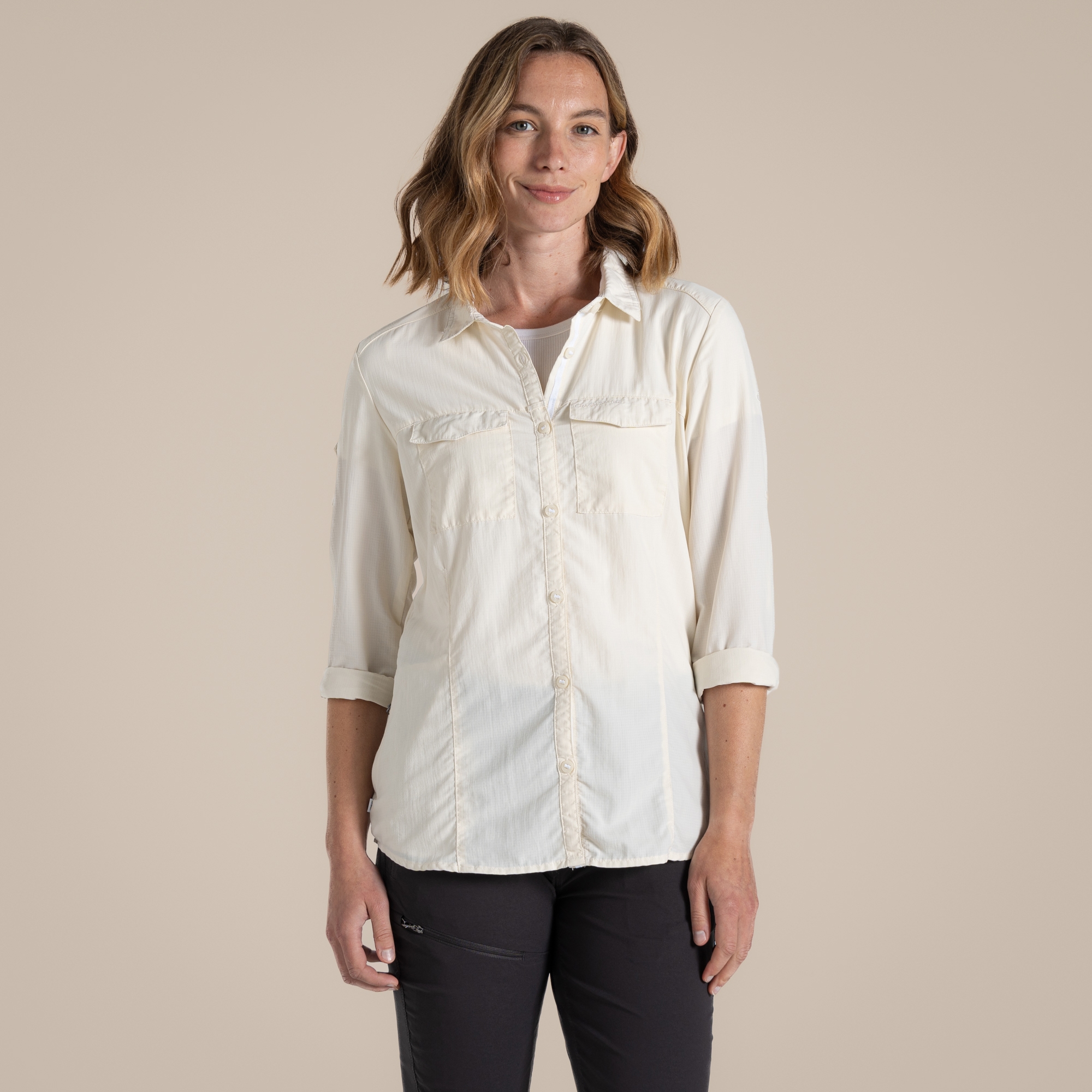 Craghoppers Women's White Nosilife Adventure Long Sleeved Shirt Iii Size: 20
