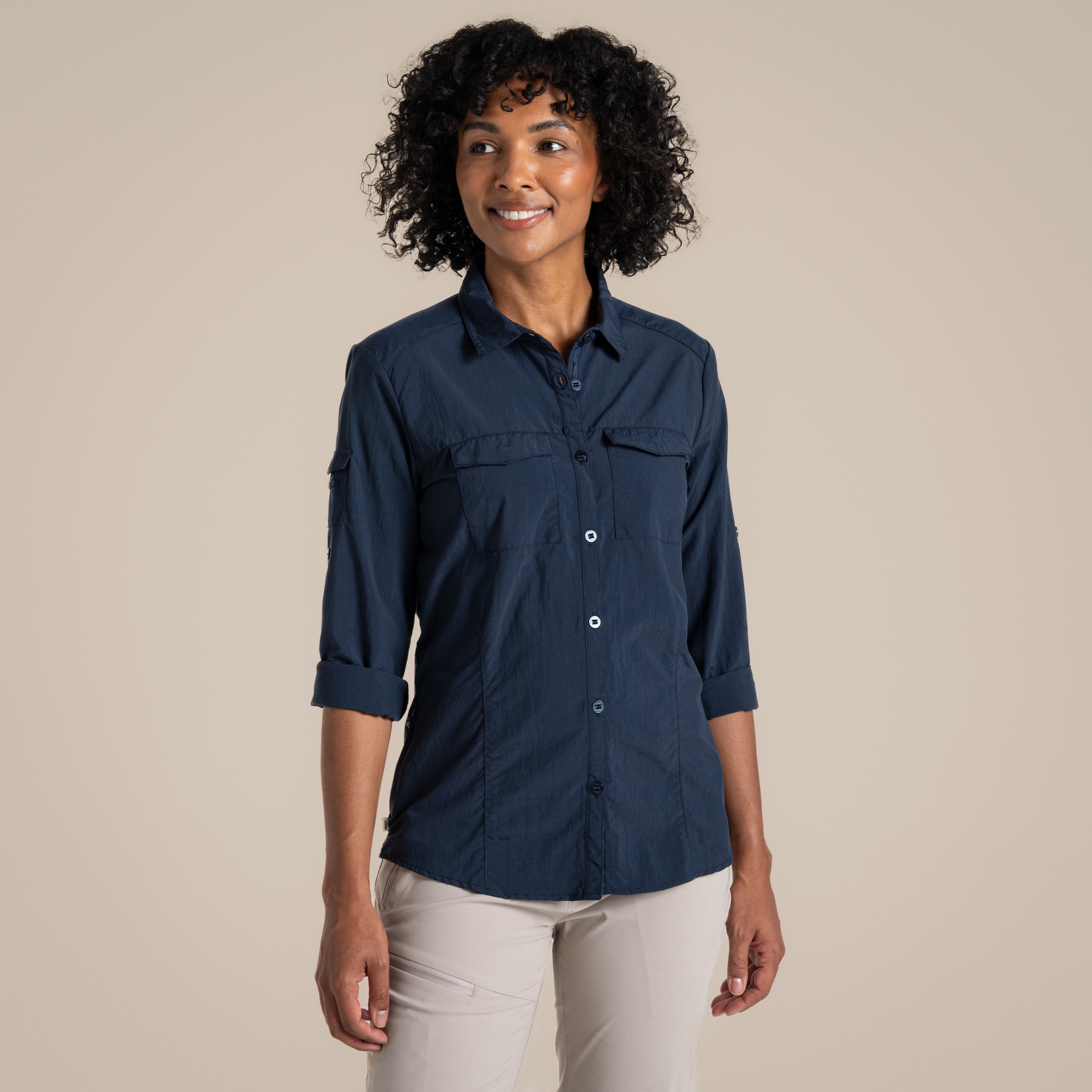 Craghoppers Women's Navy Nosilife Adventure Long Sleeved Shirt Iii Size: 20