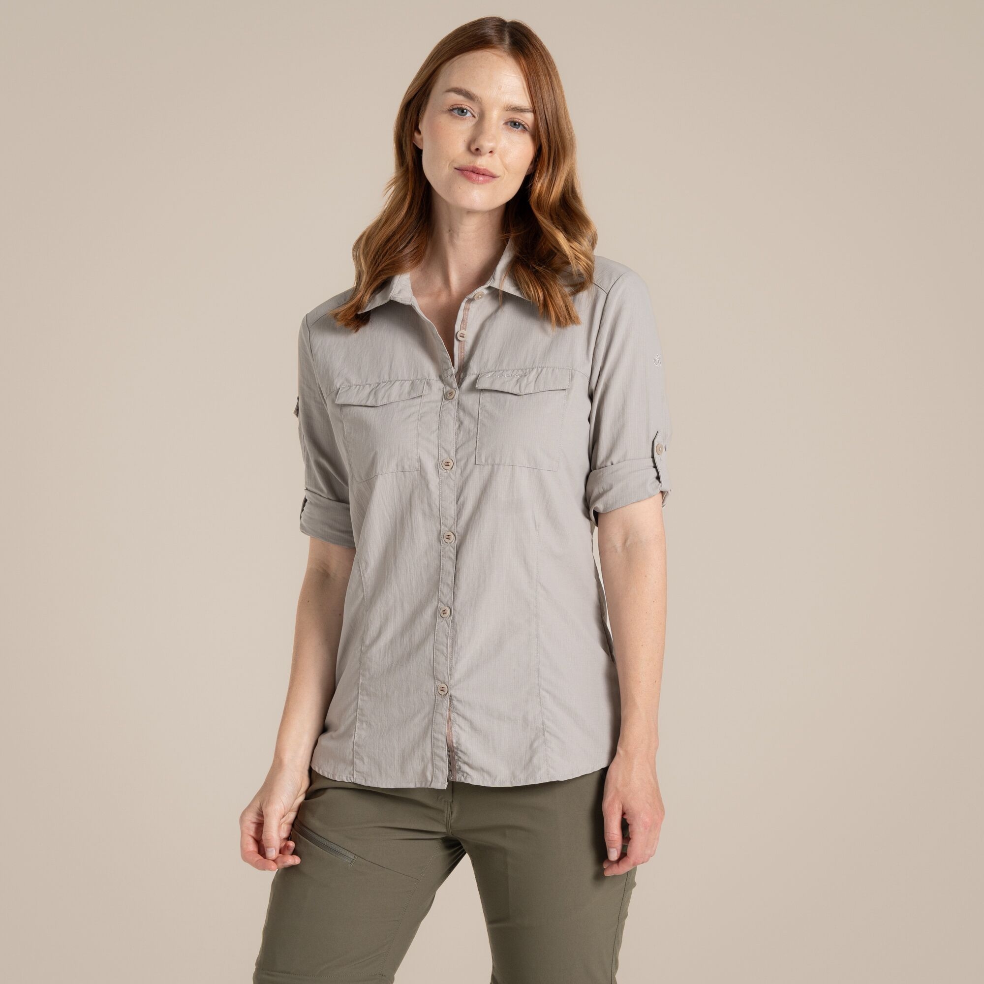 Craghoppers Women's Beige Nosilife Adventure Long Sleeved Shirt Iii Size: 8