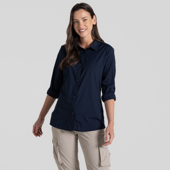 Women's NosiLife Freeda Long Sleeved Shirt Blue Navy