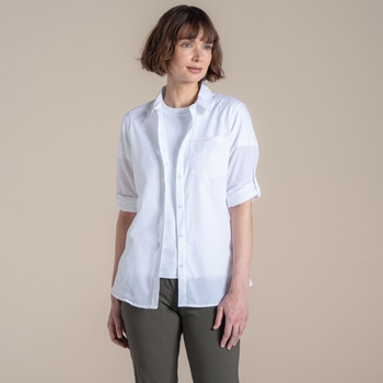 Chemise Craghoppers Kiwi Manches Longues – Femme L – Blanc Sel De Mer (neuf)