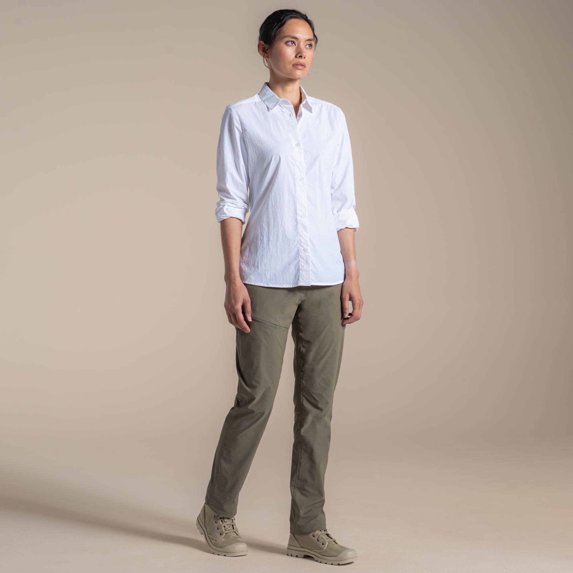 Craghoppers Women's White Nosilife Alma Long Sleeved Shirt Size: 8