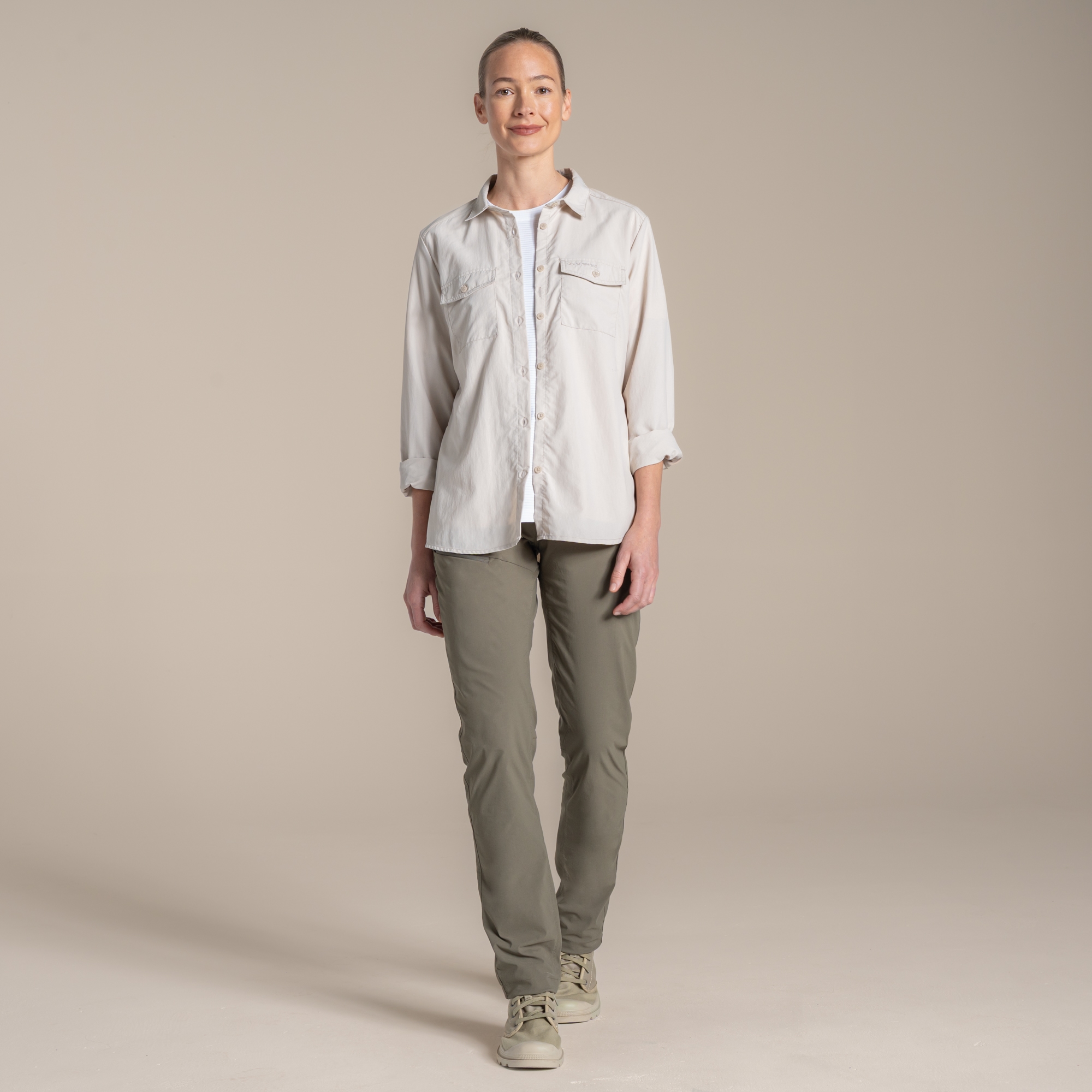 Craghoppers Women's Beige Nosilife Loukkos Long Sleeved Shirt Size: 20