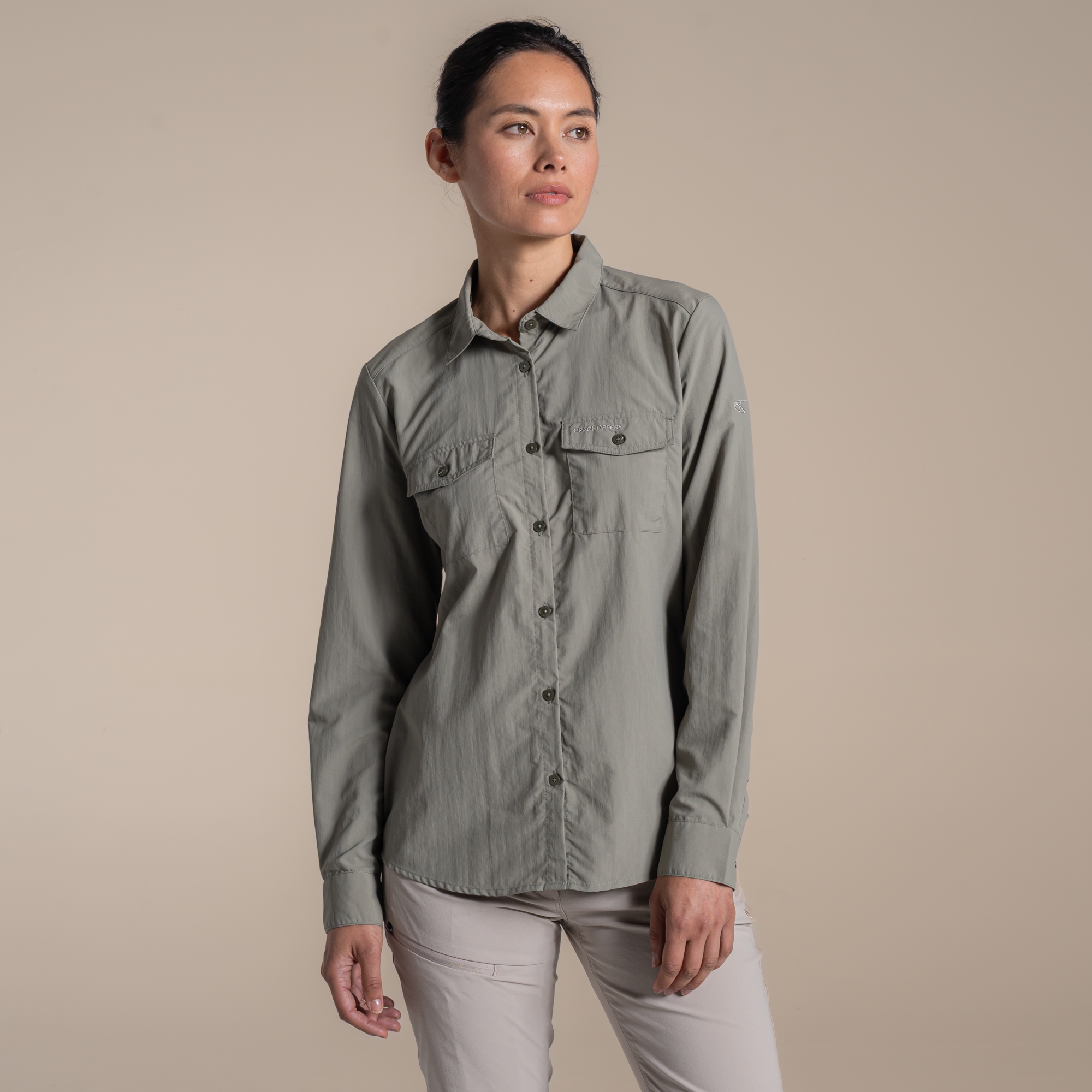 Craghoppers NosiLife Loukkos Bluse Mit Langem Ärmel, Nylon Grün, Größe, 40