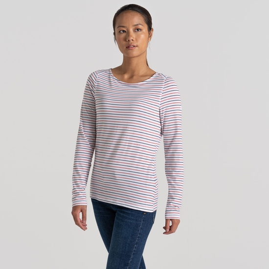 Women's NosiLife Erin Long Sleeved Top Blue Navy / Pompeian Red Stripe