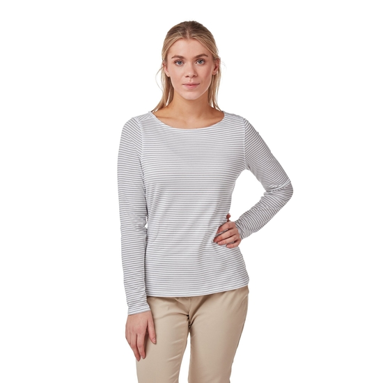 Women's Insect Shield® Erin Long-Sleeved Top    Soft Grey Stripe