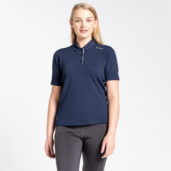 Women's Nosilife Short Sleeved Polo Blue Navy