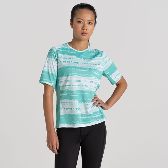 Women's Dynamic Pro Short Sleeve T-Shirt Ocean Green Print