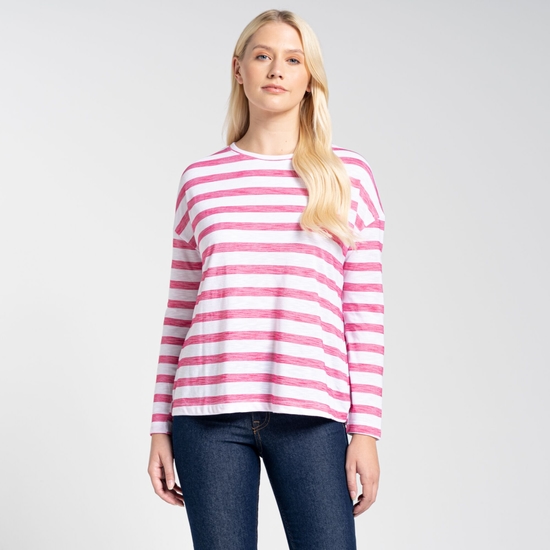 Women's Nosilife Cora Long Sleeved Top Orchid Flower Stripe
