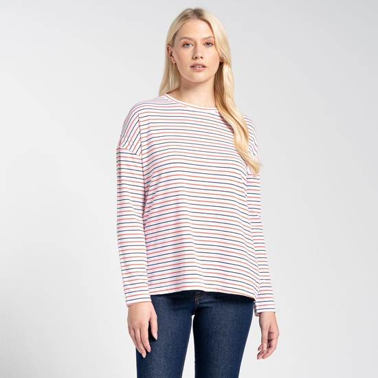 NosiLife Cora Langarmshirt für Damen Blue Navy / Blood Orange Stripe