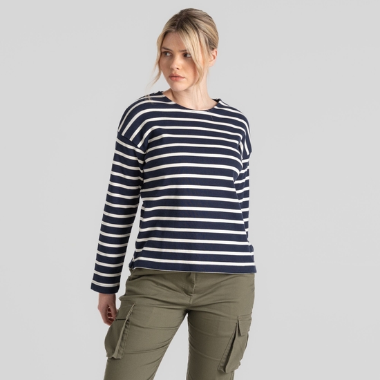 Women's Sinead Long Sleeved Top Blue Navy / Calico Stripe