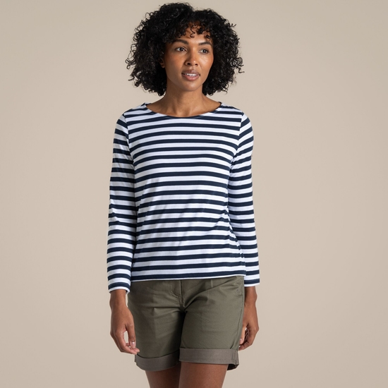 Women's Katitia Long Sleeved Top Blue Navy Stripe