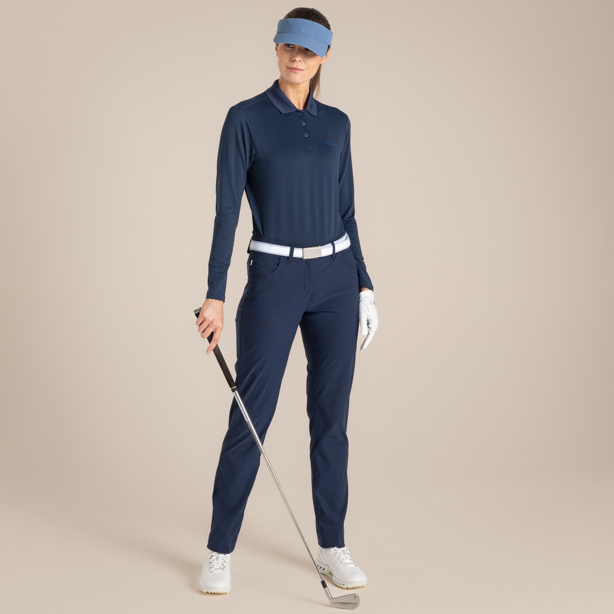 Craghoppers Women's Navy Nosilife Thornbury Golf Long Sleeved Polo Top Size: 12