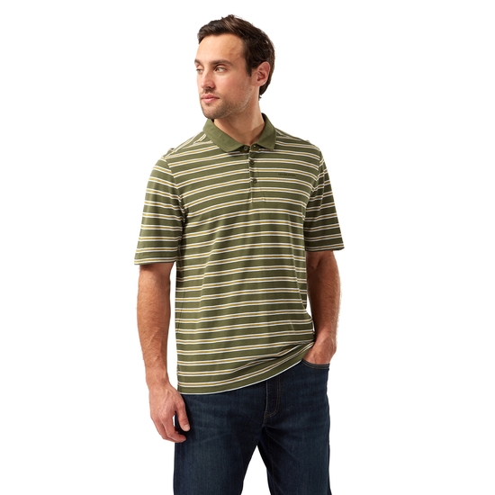 Stanton Short Sleeved Polo Parka Green Stripe