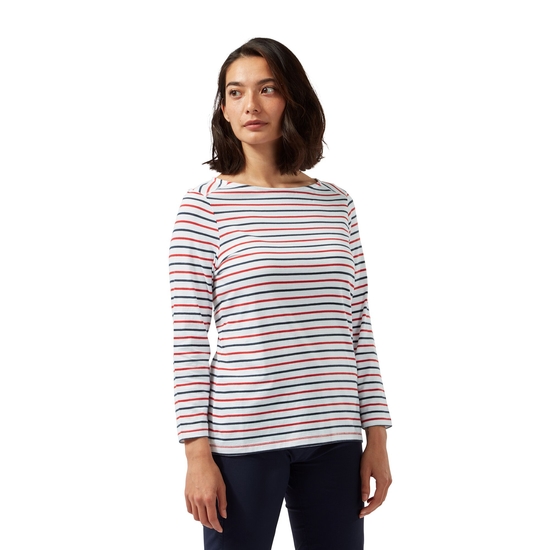 Blanca Long Sleeve Top Blue Navy / Pompeian Red Stripe